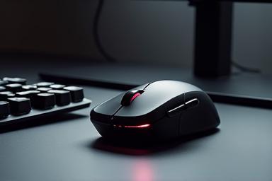 Image showing a premium ergonomic mouse, mechanical keyboard, and a colour calibration monitor.