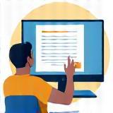 Illustration of a person filling out a form on a computer screen.