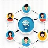 Illustration of sharing content online with multiple people.
